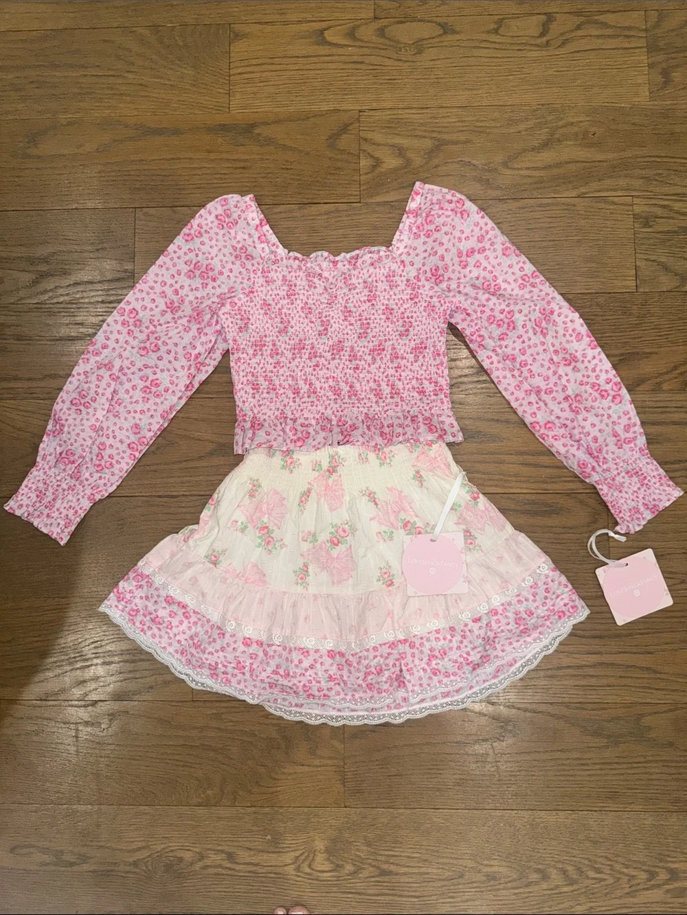 Matching Set! LoveShackFancy Roseheart Top w/ Clara Blooming Bows Skirt- 8 NWT